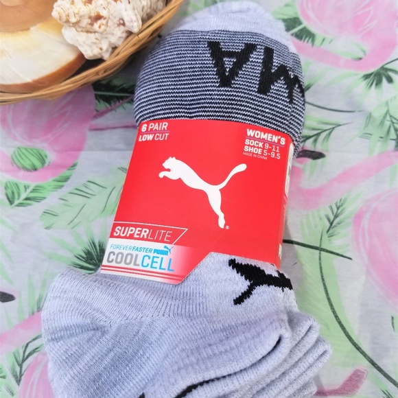 Puma SuperLite Coolcell Low Cut Socks 6 Pack Gray - Picture 2 of 6